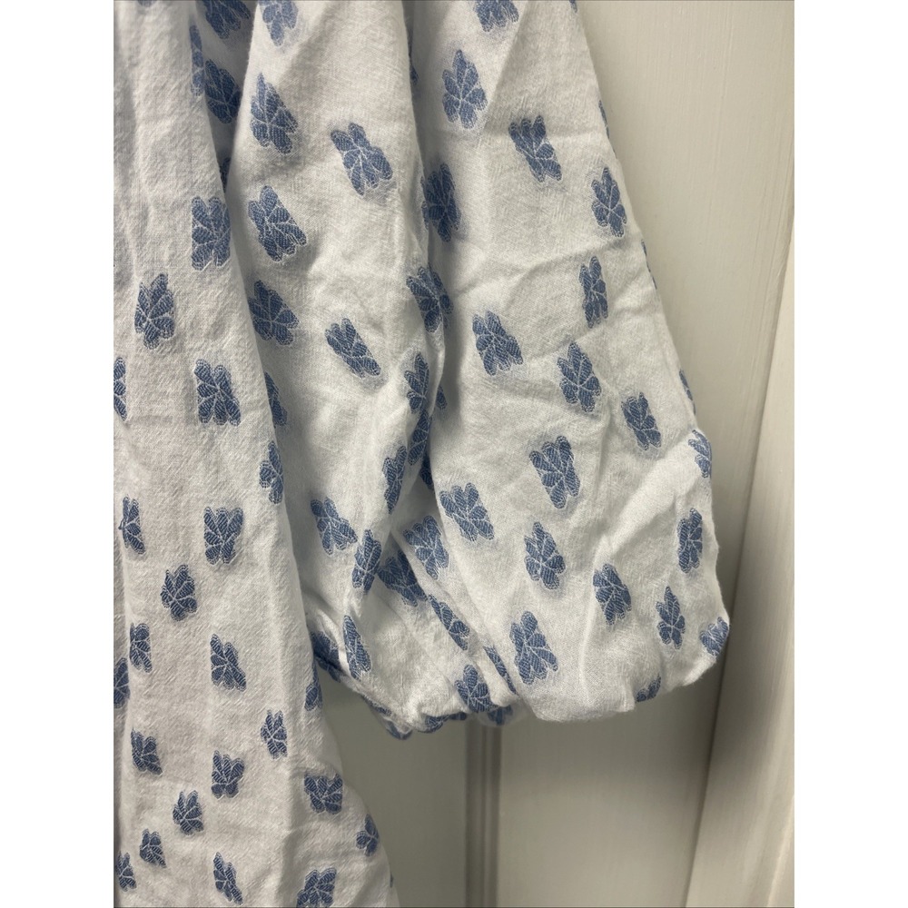 Sonoma Goods For Life Blouse Top Women's XL Blue Floral Rayon 3/4 Sleeve Peasant - Picture 7 of 13